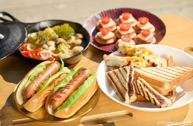 たまごとあんこのホットサンドにホットドック、地元食材たっぷりのアヒージョとトッピングクラッカー
